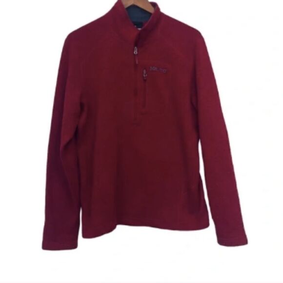 Men's Marmont Dark Red Fleece 1/4 Zip Pullover Jacket - Picture 1 of 7